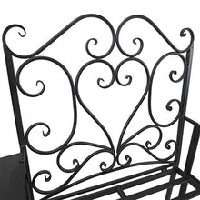 Outsunny Panchina da Giardino 2 Posti con Tavolino e Foro per Ombrellone, Arredamento da Esterno retrò 160x61x96cm Nero