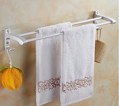 MBYW Portasciugamani Alto carico Portasciugamani da Bagno Portasciugamani in Alluminio Spazio punzonatura Gratuita Asciugamano Bagno Ispessimento Hardware Ciondolo Doppio Polo, 60 cm