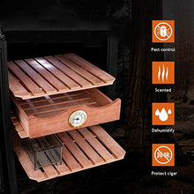 Guoda Humidor Cigar Humidor/Hot Film Vetro Temperato/Controllo della Temperatura E Idratante / 4 Strati/Dimensioni 34.5x49x47cm / Nero