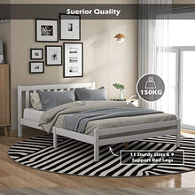 Letto matrimoniale con struttura in legno, 1,5 m di lunghezza, con finitura bianca, con piattaforma in legno massiccio, per adulti, bambini, ragazzi, ragazzi, bianco