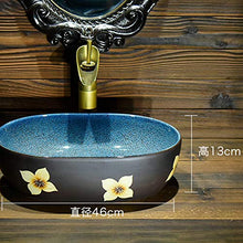 HEIFEN Lavabo in Porcellana sopra Counter Bacino Lavabo Arte Creativo Stile Classico Retro Lavabo Semplice Lavabo Bagno Balcone Ceramica Dimensioni 46 cm * 34 * 13 cm