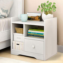 EBTOOLS Comodino Bianco/Marrone con Cassetto e Scompartimento Aperto, Comodino da Letto Legno Composito, 42 x 24 x 40 cm(Bianco)
