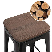 Yaheetech Set 4 Sgabelli da Bar Vintage Penisola da Cucina Alti Industrial Design in Legno e Ferro Antiruggine Impilabili 66 cm