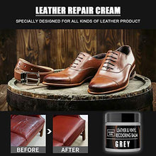 Leather Repair Cream for Furniture Sofa Car Seats Boots, 2PCS Dark Brown Leather Recoloring Balm with Accessory Kit Gray