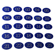 Targhetta con numero dotata di nastro adesivo, per armadietto e porta, colore blu, numeri da 01 a 50