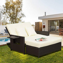Divano da Giardino con Panca Poggiapiedi 130x72x96 cm in Rattan Marrone