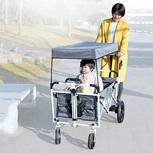 Pandady Vano da Carico Pieghevole da Giardino con Baldacchino, Carrello da Spiaggia per Shopping, Maniglia da Spinta Trasporto Carrello per Freno Posteriore, Installazione Semplice Senza Attrezzi