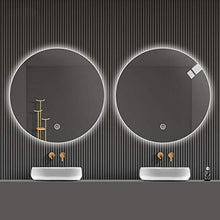 L&ED Specchio Rotondo retroilluminato, vanità, Pulsante a sfioramento, Specchio da Bagno Illuminato a LED, Trucco Senza Cornice, Grande Moderno