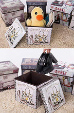 LAYG Pouf Poggiapiedi Sgabello Pieghevole Stoccaggio Ottomano Cubico Lato Sedie Coperchio Divano Letto Panca per Risparmio Spazio Stampa Vintage 30x30x30cm,B