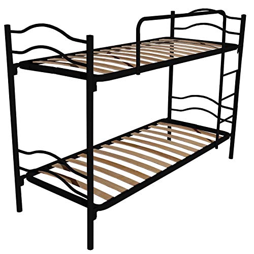 DOLCI SOGNI Letto a Castello Scomponibile per Adulti e Bambini 205x80 cm Altezza 150 cm, Colore Nero, Letti a Castello con 2 Rete Letto Singolo 80x190, Scomponibile in 2 Letti Singoli