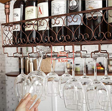 TXX Portabottiglie per Vino, Bar, Ristorante, Appeso, Portabicchieri, Metallo, Ferro Retrò Europeo Appeso a Testa in Giù Portabottiglie Rovesciato Portabottiglie per Cucina,Bronzo,100 * 35 cm