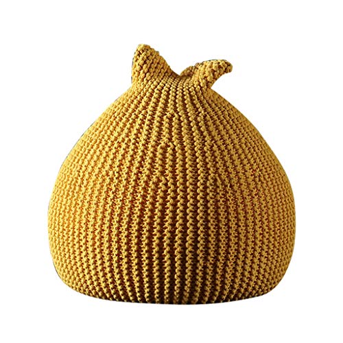 PAN&PAN Turno Pouf Piedi Sgabello Ottomano - Knit Bean Bag Chair Piano - di Cotone Intrecciata Cavo - Grande for The Living Room, Camera da Letto e Kids - Piccoli Mobili (Color : Giallo)