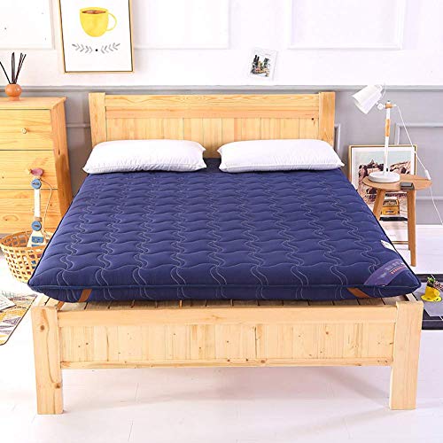 Tappetino coprimaterasso levigato spesso,tappetino pieghevole per dormire,trapuntato tradizionale giapponese cuscino futon coprimaterasso coprimaterasso per dormitorio domestico-blu 90x190cm (35x75 po