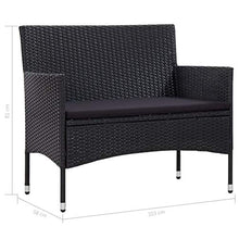 Festnight Panchina da Giardino con Braccioli Panchina da Esterno in Polyrattan 103 x 58 x 81 cm Panca da Balcone Colore Nera