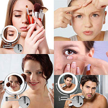Specchio per Trucco da Parete, con luci e ingrandimento Specchio cosmetico Illuminato 8 Pollici Ingrandimento 1X / 10X con Pulsante On/off Specchio ingranditore bifacciale da Bagno Cromato