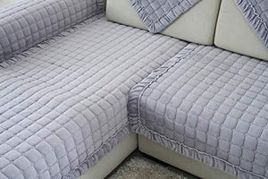 Homeen Europeo Copridivano Antiscivolo,Fodera per Divano Posti,Universale Trapuntato Divano Slipcovers per Angolare con Penisola,Cuscino per Divano a Quadri Trapuntato in Velluto Spesso-Bianca_70×7 - Arredi Casa
