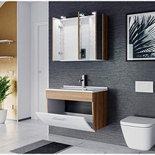 Salona - Set da bagno da 2 pezzi | Lavabo 70 cm + armadietto a LED | rovere bianco