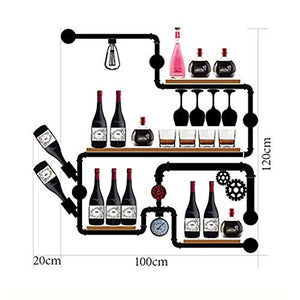 MoDi Wine Rack Retro Style Industriale Tubo di Acqua a Parete Vino Rack (L100cm * H120CM)