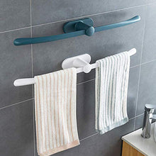 JSF Porta Asciugamani Adesivo, Porta Salviette Parete a Due Bracci 62cm, Appendi Asciugamani Bagno, Anello Portaasciugamani Senza Fori, Barra Cucina Muro Supporto Asciugamano Doccia, Bianco - Plastica