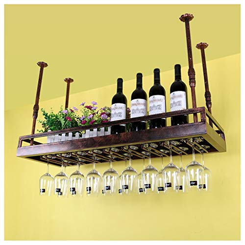 Portabottiglie Da Soffitto Supporto Per Bicchiere Da Vino Appeso Cremagliera Del Bicchiere Di Vino Portabottiglie Da Parete  Altezza Regolabile Supporto Per Calici Appesi Per Cucina Da Bar Nero/Bronzo