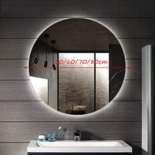 Specchio da 80 cm, Specchio da Bagno Illuminato a LED Rotondo retroilluminato, Trucco Senza Cornice con Specchio Luminoso