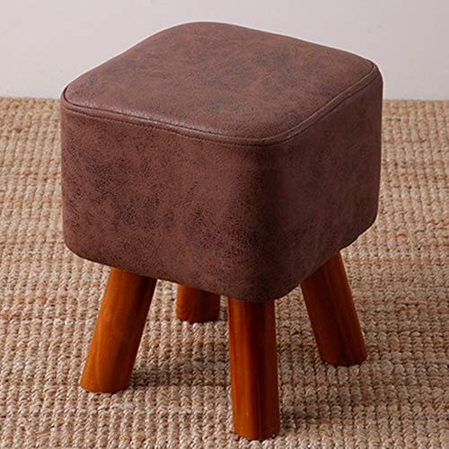 Sgabello Moderno Retro Style Pu Leather Receangle Poggiapiedi Ottoman Poggiapiedi per la Camera da Letto Soggiorno Decorazione Cambio Scarpa Panca in Legno Basso sgabelli Forte e Robusto