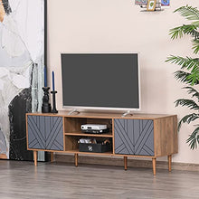 homcom Mobile TV per Salotto con 2 Armadietti con Anta e Mensole, per TV Fino 60'', 160x39.5x55cm, Teak e Grigio