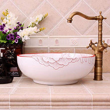 WEHOLY Lavabo in Resina Pietra Naturale Ovale da Incasso Lavabo da appoggio in Stile Europeo in Porcellana Ciotola in Ceramica Artistica
