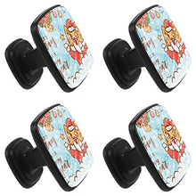 Merry Christmas Ginger cat carattere neve Pomelli per Porta Set di 4 Pomelli per Mobili Manopole per Cassetti Cucina Armadio Vetro