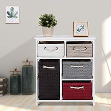 Cassettiera ， Cassettiera in Legno A 3 Ripiani Armadio Rack 5 Cestini Intrecciati in Vimini Organizer in Addit