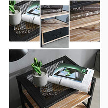 H-CAR Comodino Comodino retrò Industriale con cassettiera in Legno con Scomparto Anteriore Aperto per Camera da Letto