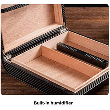 Humidor Moderno in Cedro in Fibra di Carbonio con Igrometro Digitale e Umidificatore, Portasigari di Grande Capacità Armadietto per Sigari Portatile in Legno di Cedro, Contiene 20-35 Sigari