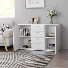 Cikonielf - Mobiletto moderno con cassetti e scaffali, 120 x 35,5 x 75 cm, con cassettiera, colore: Bianco