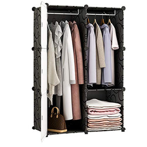 Locker Armadio Armadio 2-Hanging Supporto Rimovibile di Memorizzazione in Plastica 6 Porte Gitter Scaffali Abbigliamento Home Camera Nero 75X47X111CM MUMUJIN