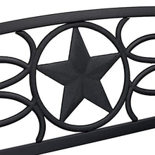 Relaxdays Balcone Panca da Giardino, con Stella Decorativa, a 2 Posti, Rivestimento Antiruggine, Acciaio, 87 x 127 x 55 cm, Nero