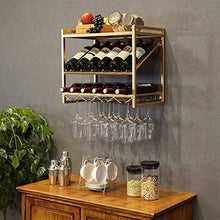 YWYW Portabottiglie Vino Metallo Ferro Arte portabottiglie mensola a Muro armadietto per Vino Soggiorno Appeso portabottiglie Inserto in Vetro Porta Bicchieri (Dimensioni: 50 * 30 * 42 cm)