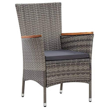 Tidyard Set da Pranzo da Giardino in Polyrattan, Tavolo Sedie da Giardino, Set Mobili da Giardino con Cuscini Grigio 7 pz
