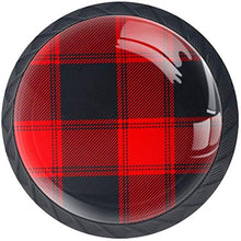 Scozzese rosso nero Buffalo Pattern scozzese Pomelli per Porta Set di 4 Pomelli per Mobili Manopole per Cassetti Cucina Armadio Vetro