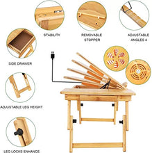 Tavoli da picnic Tavolo pieghevole, natura Bamboo Tavolo per computer portatile Semplice Computer Scrivania con ventilatore per letto Divano Pieghevole Regolabile Scrivania per laptop regolabile sul l