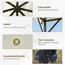 Outsunny Gazebo da Giardino ed Esterno 3x3m in Metallo con Doppio Tettuccio Pieghevole, Bianco Crema