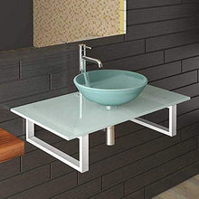 Alpenberger Ciotola in Vetro Satinato Ø 42 cm con Piano per lavabo Satinato, 90 cm e Supporto