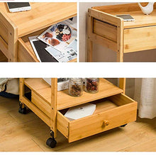 DGHJK Mobili per la casa, Armadio Portatile sul Lato del Divano con rotelle Soggiorno Mini tavolino in bambù Scaffale a 2 Ripiani con cassetti Comodino Camera da Letto, 46,5x38x57CM