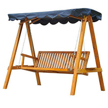 miozzi Dondolo da Giardino 3 Posti in Legno con Baldacchino Swing Blu