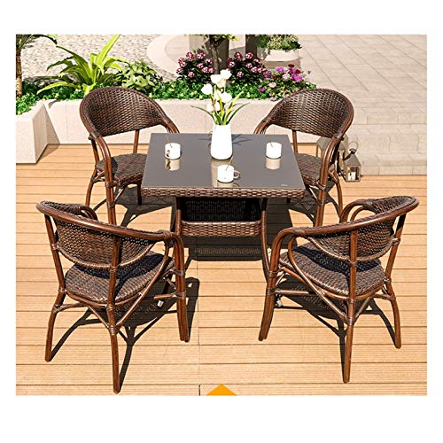 HLZY Tavolo in Vimini in Rattan mobili in Patio e Set Sedia, Set da Tavolo per mobili Patio con Giardino d'inverno per Giardino Esterno per Giardino all'aperto a Bordo Piscina (Sedia da 4 Pezzi)