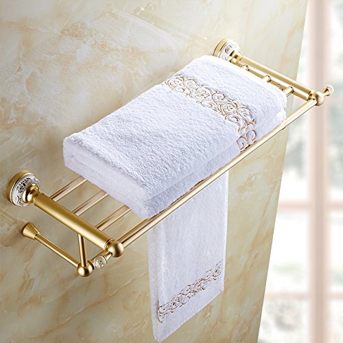MBYW portasciugamani Moderno Portasciugamani Europeo Portasciugamani in Oro Bianco Plus Portariviste in Oro Bagno in Ottone Catenaccio per Bagno in Ottone Anticato, 60 cm