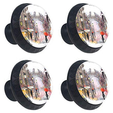 Set di 4 maniglie rotonde per armadio da cucina, credenza, cassettiera, cassettiera, con viti, per cucina, comò, armadietto, bagno, armadio, Torre Eiffel di Parigi
