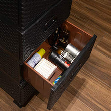 ADGO Armadio con 4 cassetti, in rattan, per camera da letto, armadio, in plastica, 38 x 45 x 90 cm, colore: nero