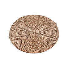 LTINN Tatami Rotondo Intrecciato a Mano, Tifa Naturale densa e rigorosa, Spessa, Traspirante, Naturale, Tappetino Yoga, Tappetino