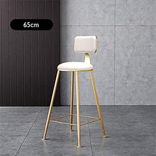 BDLYZ Yxsd - Sgabello da bar in metallo con seduta in ecopelle, per sala da pranzo e sedie con schienale per cucina, pub, caffetteria, casa, cuscino bianco (dimensioni: altezza seduta 65 cm)