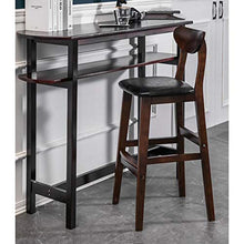 XEWNEGTZI Sgabelli da Bar Sedie da Bar retrò in Legno Massello, con Sedile E Schienale in PU, per Cucina, Pub, Caffetteria, Patio, Pranzo, Sgabello Alto, Carico 200Kg (6 Colori, 63cm)(Color:Nero)